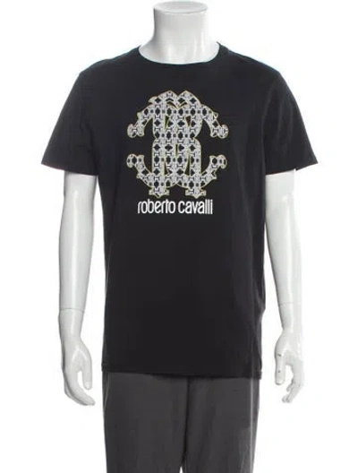 Pre-owned Roberto Cavalli Graphic Print Crew Neck T-shirt In Black