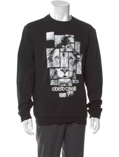 Pre-owned Roberto Cavalli Graphic Print Crew Neck T-shirt In Black