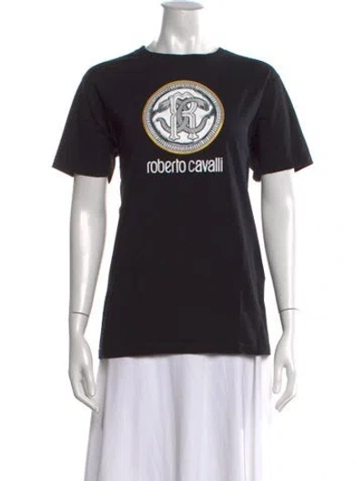 Pre-owned Roberto Cavalli Graphic Print Crew Neck T-shirt In Black