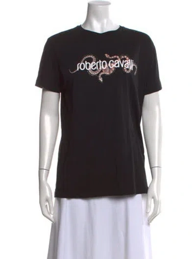 Pre-owned Roberto Cavalli Graphic Print Crew Neck T-shirt In Black