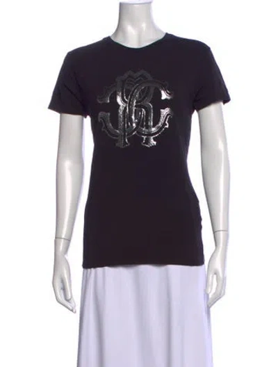 Pre-owned Roberto Cavalli Graphic Print Crew Neck T-shirt In Black