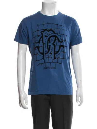 Pre-owned Roberto Cavalli Graphic Print Crew Neck T-shirt In Blue