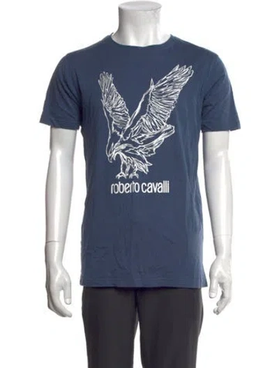 Pre-owned Roberto Cavalli Graphic Print Crew Neck T-shirt In Blue