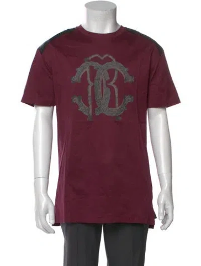 Pre-owned Roberto Cavalli Graphic Print Crew Neck T-shirt In Burgundy