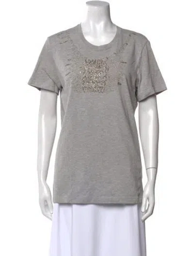 Pre-owned Roberto Cavalli Graphic Print Crew Neck T-shirt In Gray