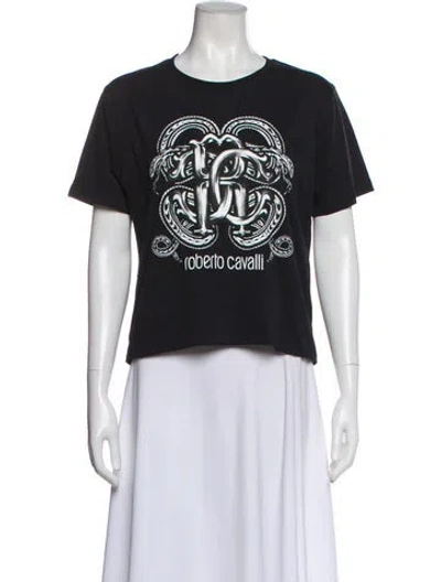 Pre-owned Roberto Cavalli Graphic Print Crew Neck T-shirt In Gray