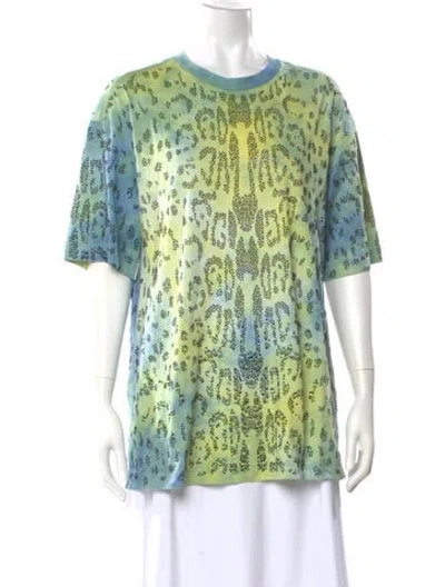 Pre-owned Roberto Cavalli Graphic Print Crew Neck T-shirt In Green