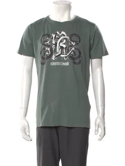 Pre-owned Roberto Cavalli Graphic Print Crew Neck T-shirt In Green