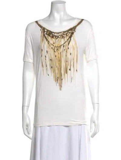 Pre-owned Roberto Cavalli Graphic Print Crew Neck T-shirt In Neutrals