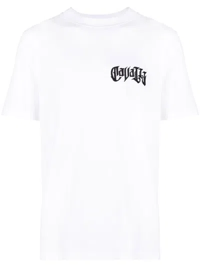Roberto Cavalli Graphic-print Embellished T-shirt In White