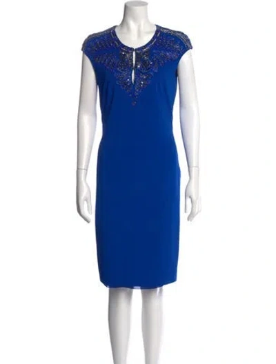 Pre-owned Roberto Cavalli Graphic Print Knee-length Dress In Blue