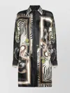 Roberto Cavalli Graphic Print Long Sleeve Longline Top In Multi