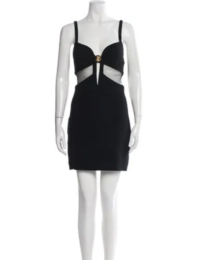 Pre-owned Roberto Cavalli Graphic Print Mini Dress In Black