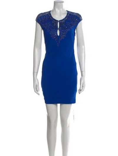 Pre-owned Roberto Cavalli Graphic Print Mini Dress In Blue