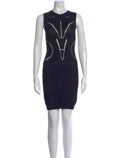Pre-owned Roberto Cavalli Graphic Print Mini Dress In Blue