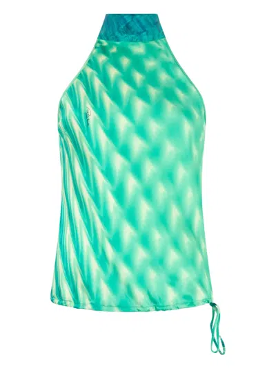 ROBERTO CAVALLI GRAPHIC-PRINT SILK TOP