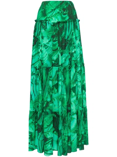 Roberto Cavalli Graphic Print Skirt In Green