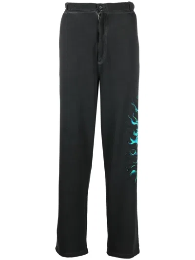 Roberto Cavalli Graphic-print Straight Trousers In Black