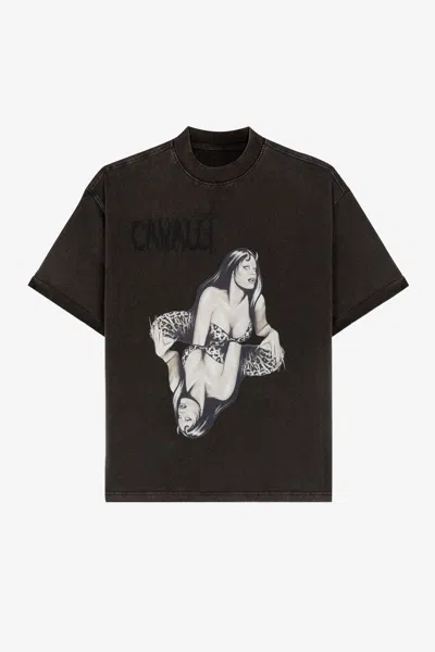 Roberto Cavalli Graphic-print T-shirt In Black