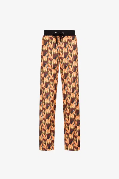 Roberto Cavalli Graphic-print Track Pants In Brown