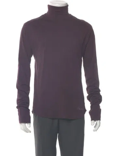Pre-owned Roberto Cavalli Graphic Print Turtleneck T-shirt In Purple