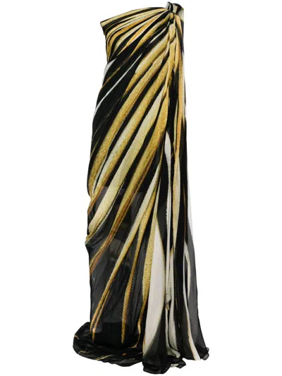 Roberto Cavalli Graphic-printed Dress In Gold