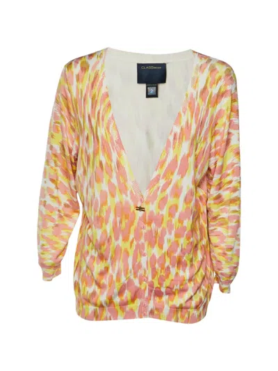 Pre-owned Roberto Cavalli Graphic-print Knitted Cardigan In Pink