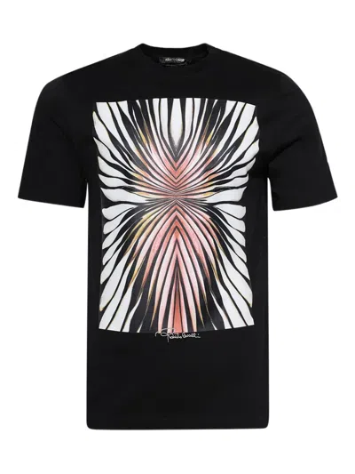 Roberto Cavalli T-shirt Mit Grafischem Print In Black