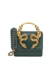 Roberto Cavalli Green Bag With Snakes In Green