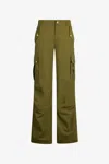 Roberto Cavalli Green Cargo Trousers With Gold Buttons