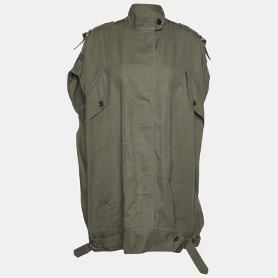 Pre-owned Roberto Cavalli Green Cotton Oversized Sleeveless Coat M