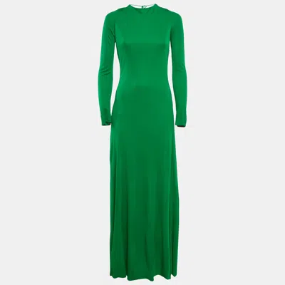 Pre-owned Roberto Cavalli Green Jersey Wrap Gown M