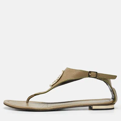 Roberto Cavalli Green Leather Slingback Sandals In Brown