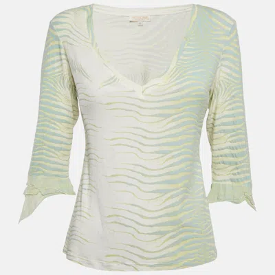 Pre-owned Roberto Cavalli Green Print Jersey T-shirt M