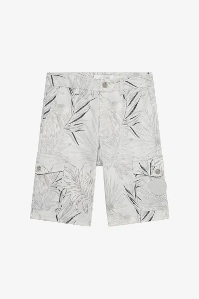 Roberto Cavalli Grey Bermuda Shorts With Foliage Print In Gray