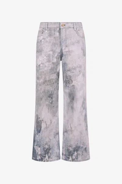 Roberto Cavalli Grey Straight Leg Jeans In Red