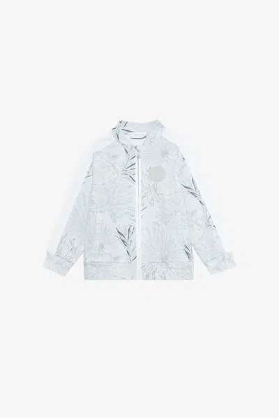 Roberto Cavalli Grey Sweatshirt With Foliage Print In Blue