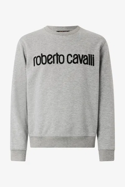 Roberto Cavalli Grey Sweatshirt With Logo