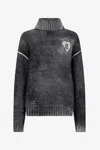 Roberto Cavalli Grey Turtleneck Sweater With Heart Logo In Gray