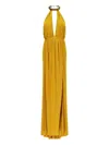 Roberto Cavalli Halter-neck Split Maxi Dress In Yellow