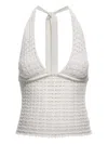 Roberto Cavalli Halterneck Crochet-knit Top In White