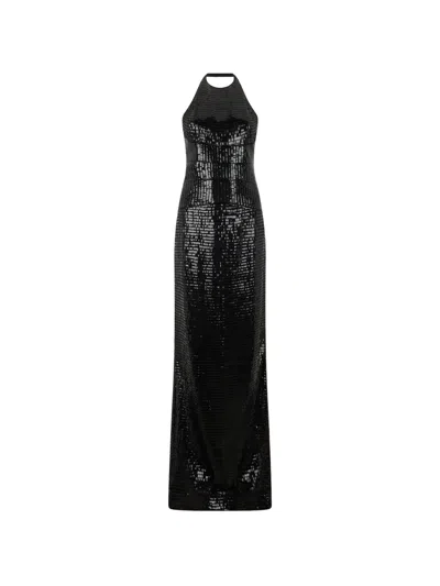 Roberto Cavalli Halterneck Open-back Maxi Dress In Black