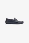Roberto Cavalli Hammered Effect Loafers With Rc Monogram In Dark Blue