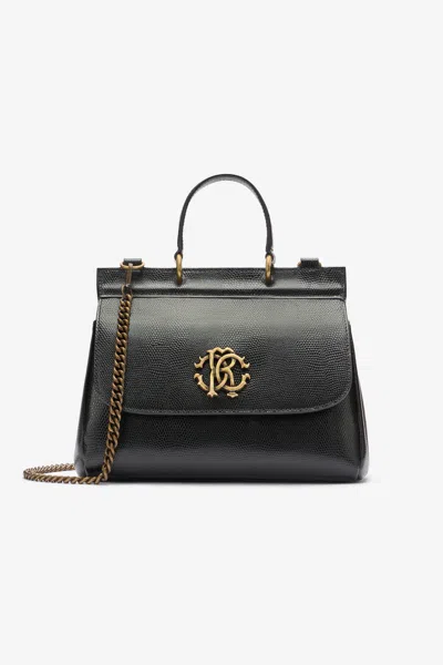 Roberto Cavalli Handbag With Monogram Rc In Black