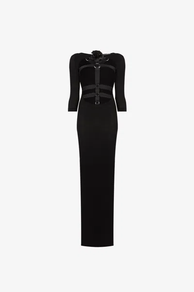 Roberto Cavalli Harness Maxi Dress In Black