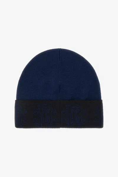 Roberto Cavalli Hat With Monogram Rc In Dark Blue