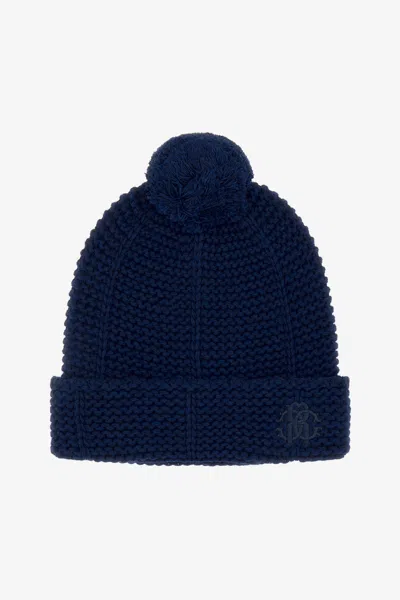 Roberto Cavalli Hat With Pom-pom In Dark Blue