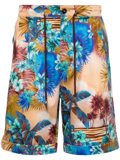 Roberto Cavalli Hawaii-print Chino Shorts In Multicolour