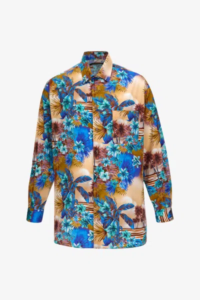 Roberto Cavalli Hawaii Print Shirt In Orange