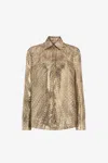 Roberto Cavalli Hawk-print Metallic Shirt In Macula Naturale